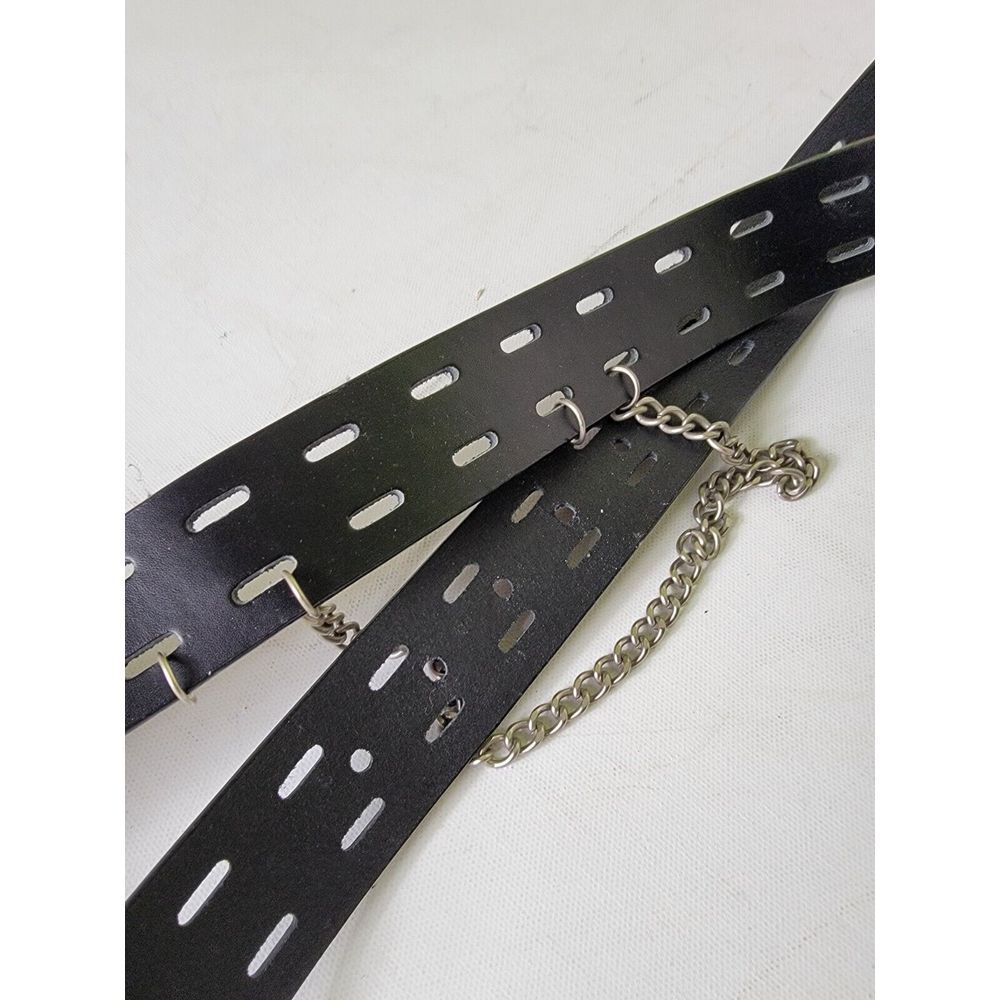 Vintage Y2k Belt L.E.I. Genuine Leather Brown Medium With Chain - Picture 3 of 5